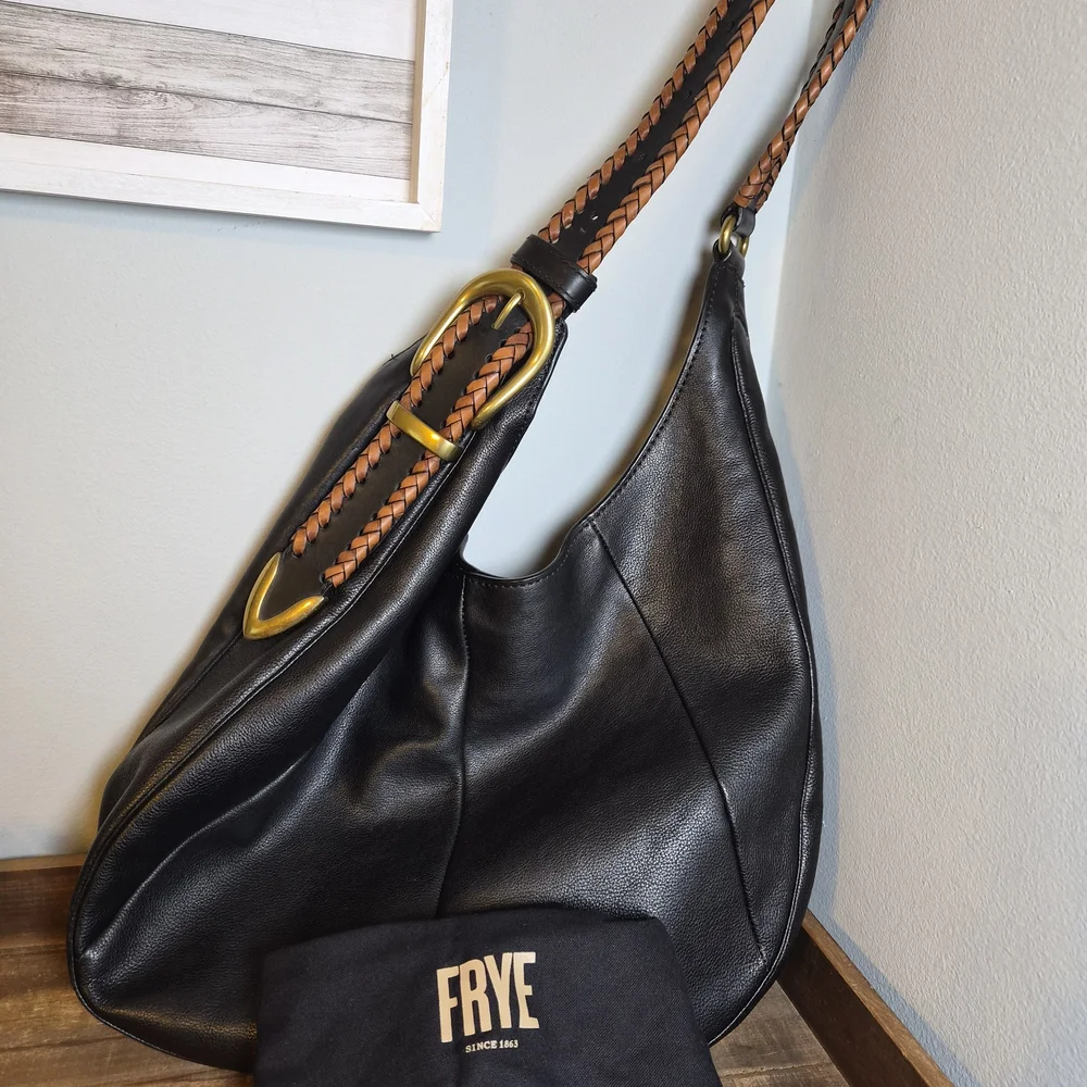 Frye Jackie Black And Brown Leather Hobo Bag - Picture 10 of 10